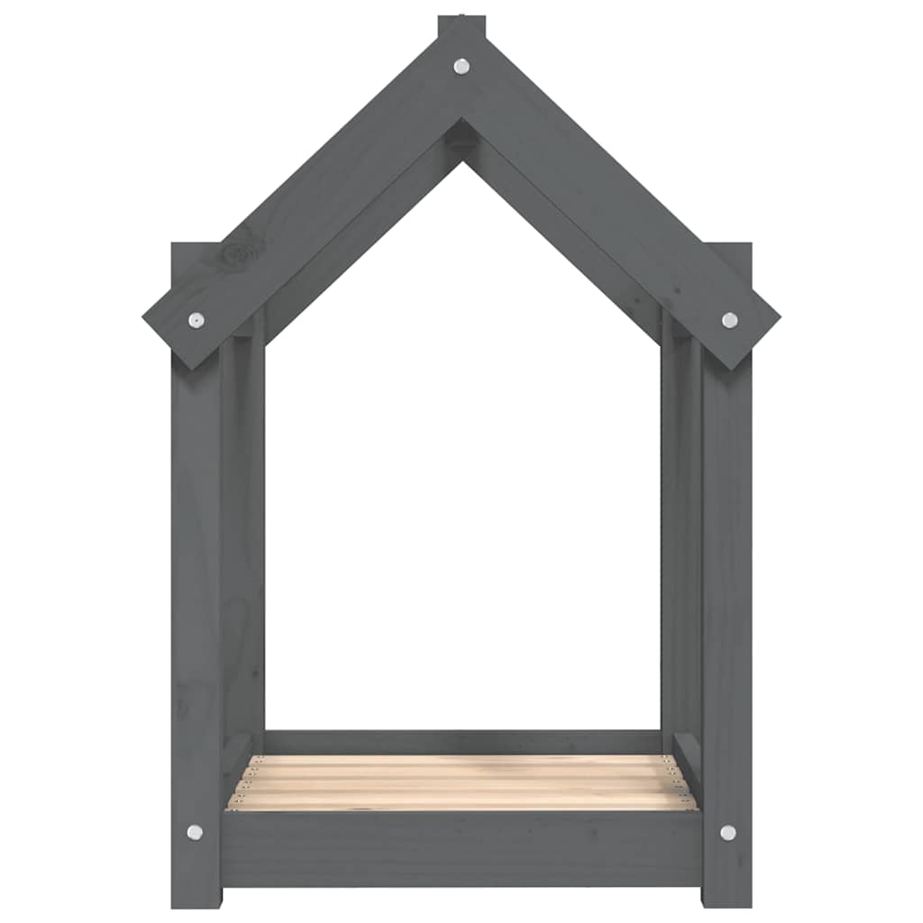 Cuccia per Cani Grigia 61x50x70  cm in Legno Massello di Pino