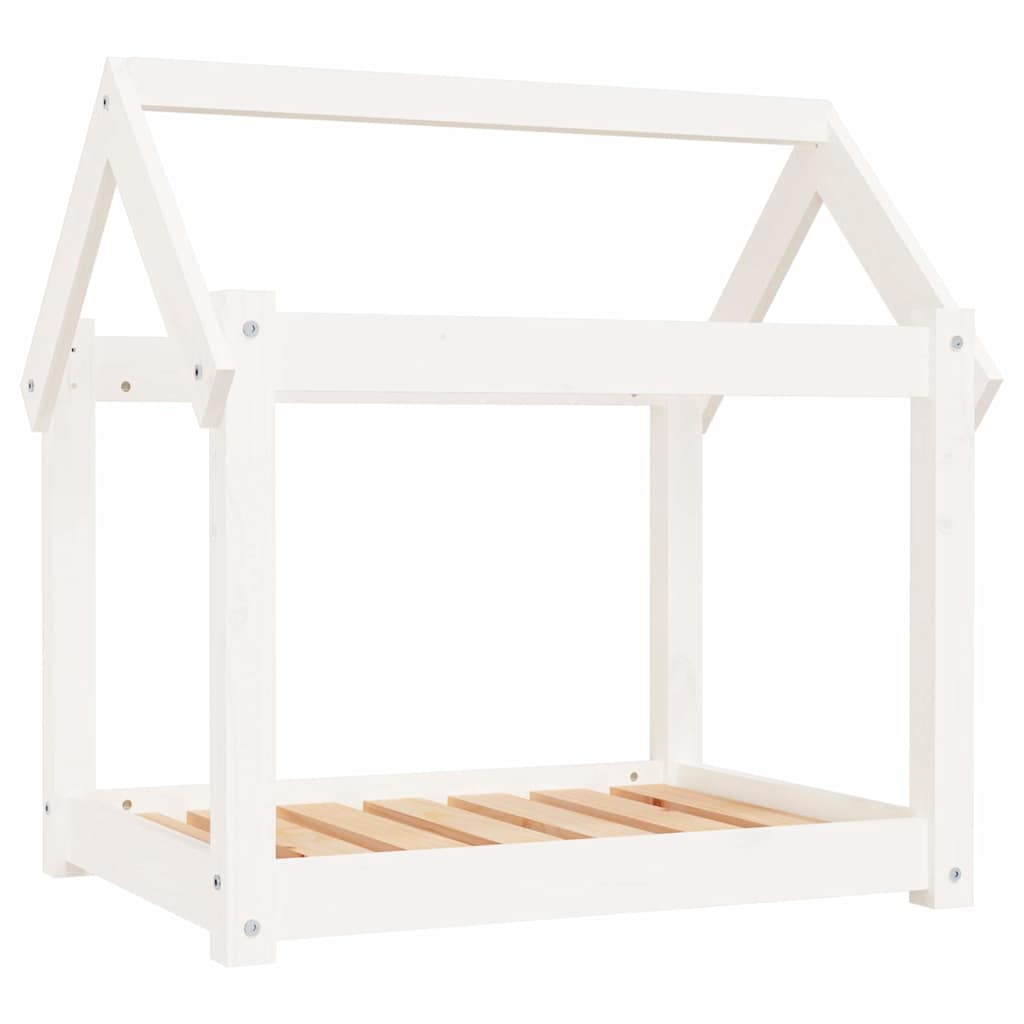 Cuccia per Cani Bianca 71x55x70 cm in Legno Massello di Pino