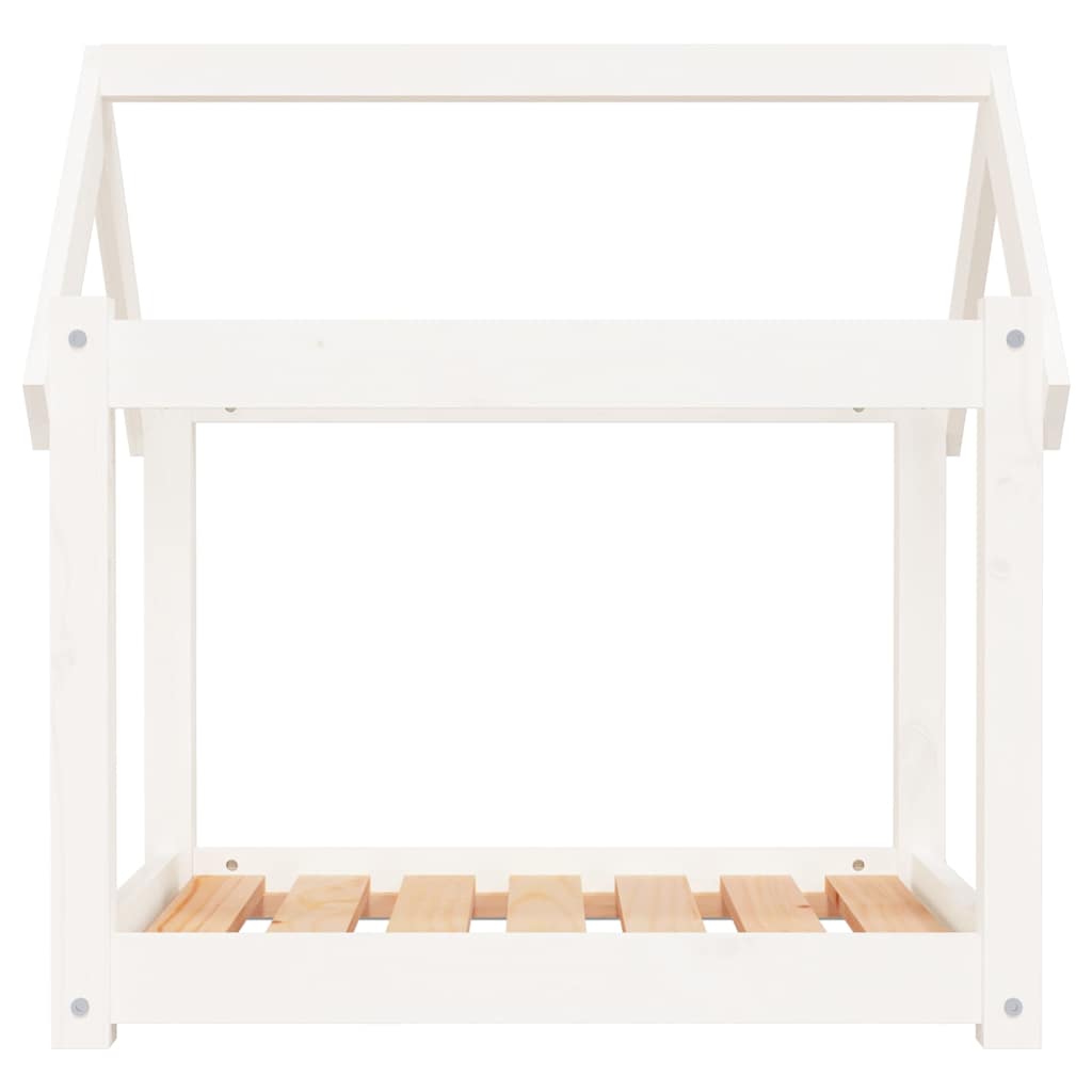 Cuccia per Cani Bianca 71x55x70 cm in Legno Massello di Pino
