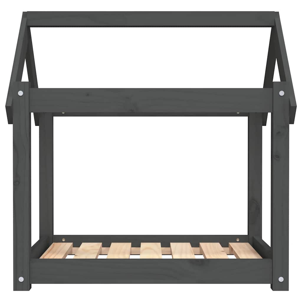 Cuccia per Cani Grigia 71x55x70 cm in Legno Massello di Pino