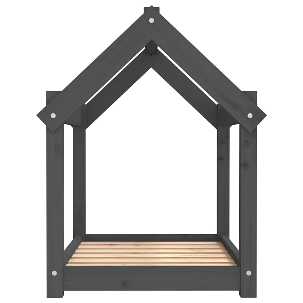 Cuccia per Cani Grigia 71x55x70 cm in Legno Massello di Pino