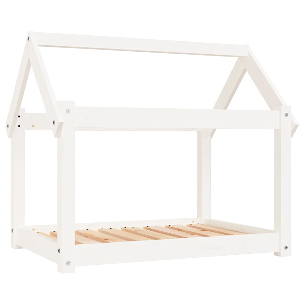 Cuccia per Cani Bianca 81x60x70 cm in Legno Massello di Pino