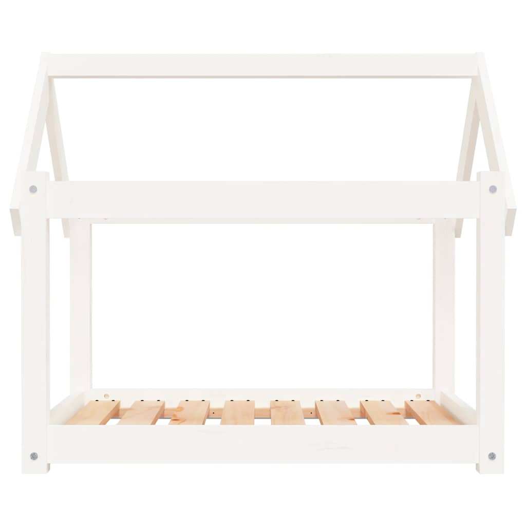Cuccia per Cani Bianca 81x60x70 cm in Legno Massello di Pino