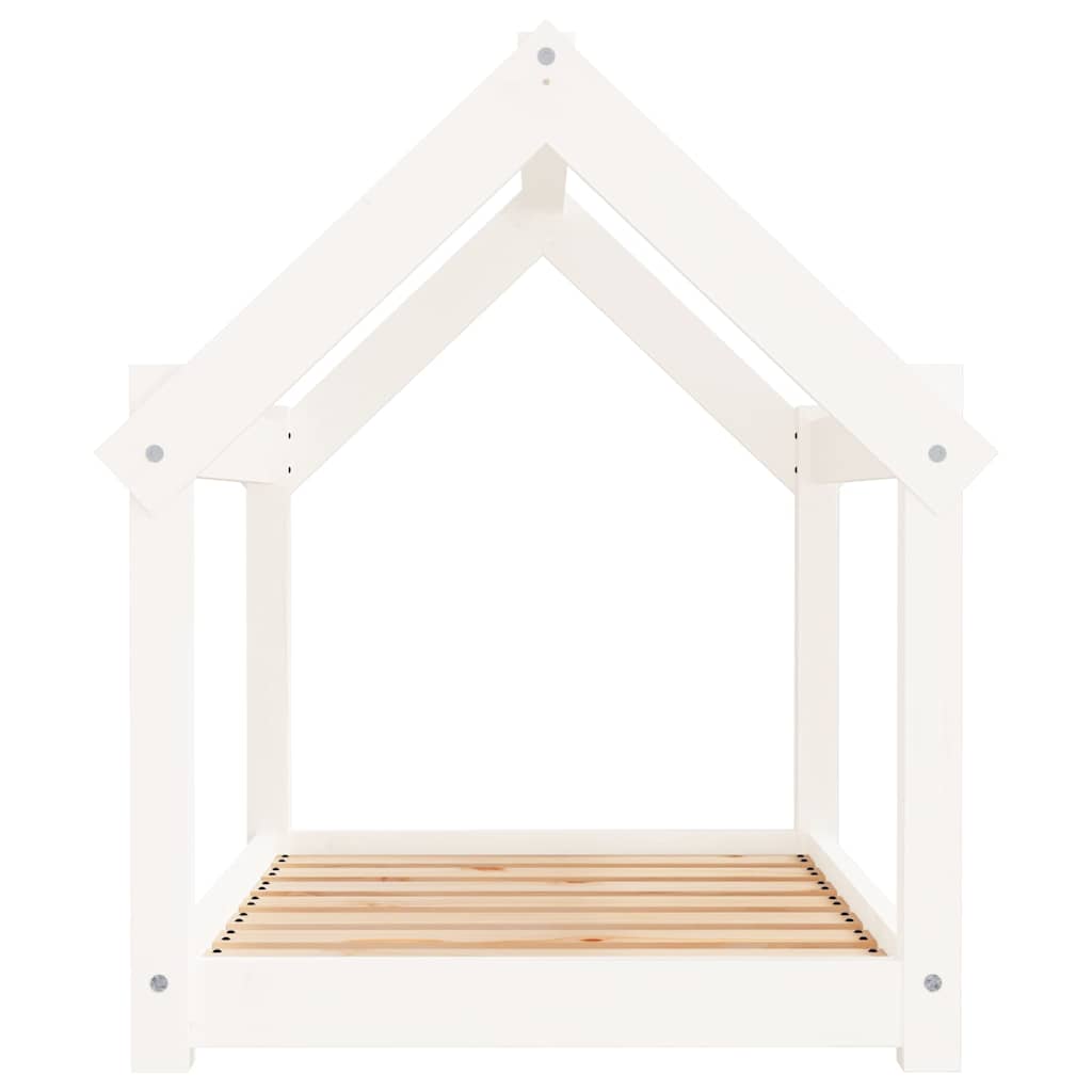 Cuccia per Cani Bianca 81x60x70 cm in Legno Massello di Pino