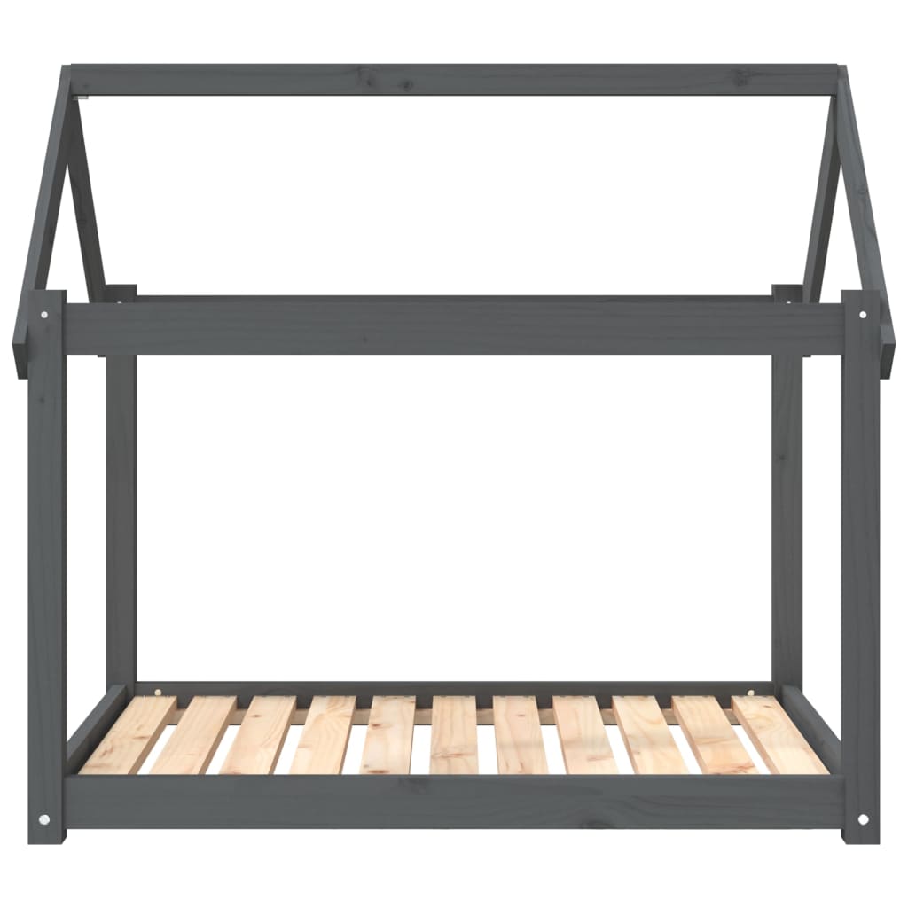 Cuccia per Cani Grigia 101x70x90 cm in Legno Massello di Pino