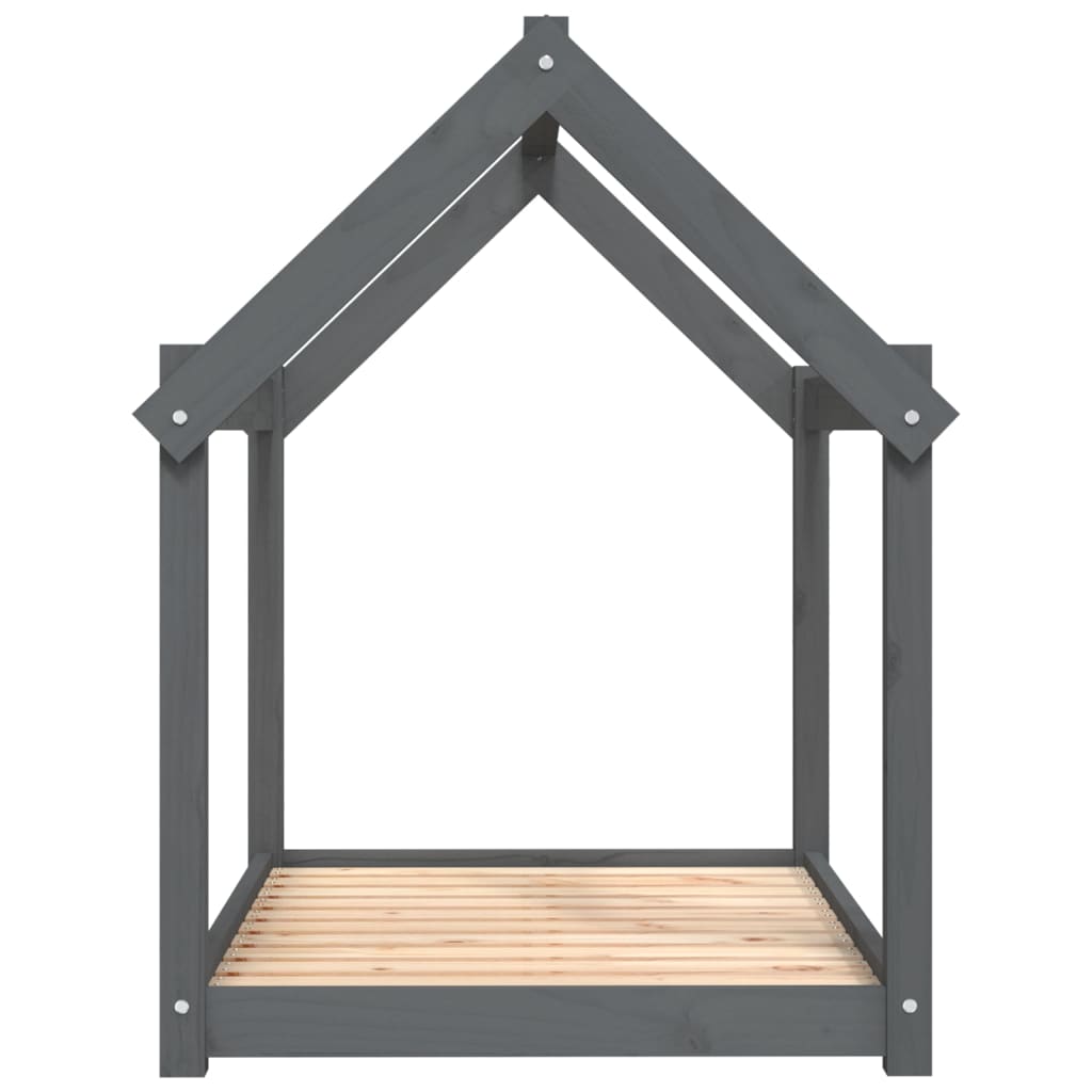 Cuccia per Cani Grigia 101x70x90 cm in Legno Massello di Pino
