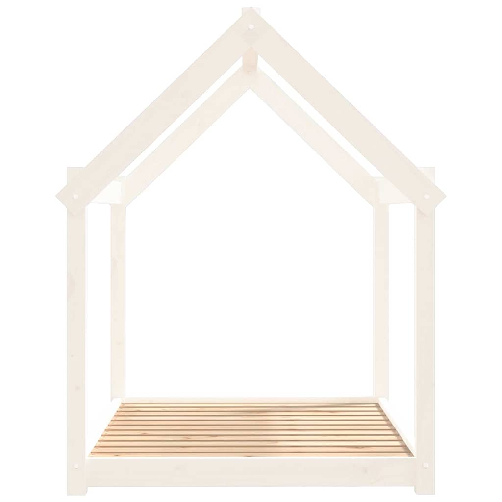 Cuccia per Cani Bianca 111x80x100 cm in Legno Massello di Pino