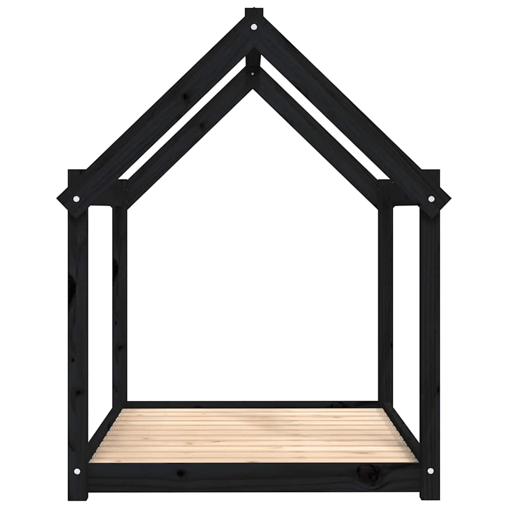 Cuccia per Cani Nera 111x80x100 cm in Legno Massello di Pino