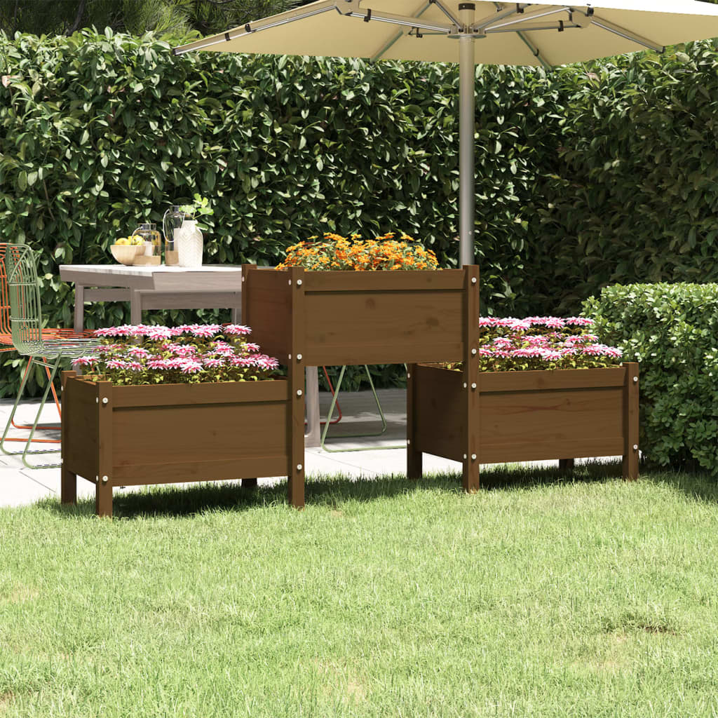 Fioriera Marrone Ambra 178,5x44x75 cm in Legno Massello di Pino