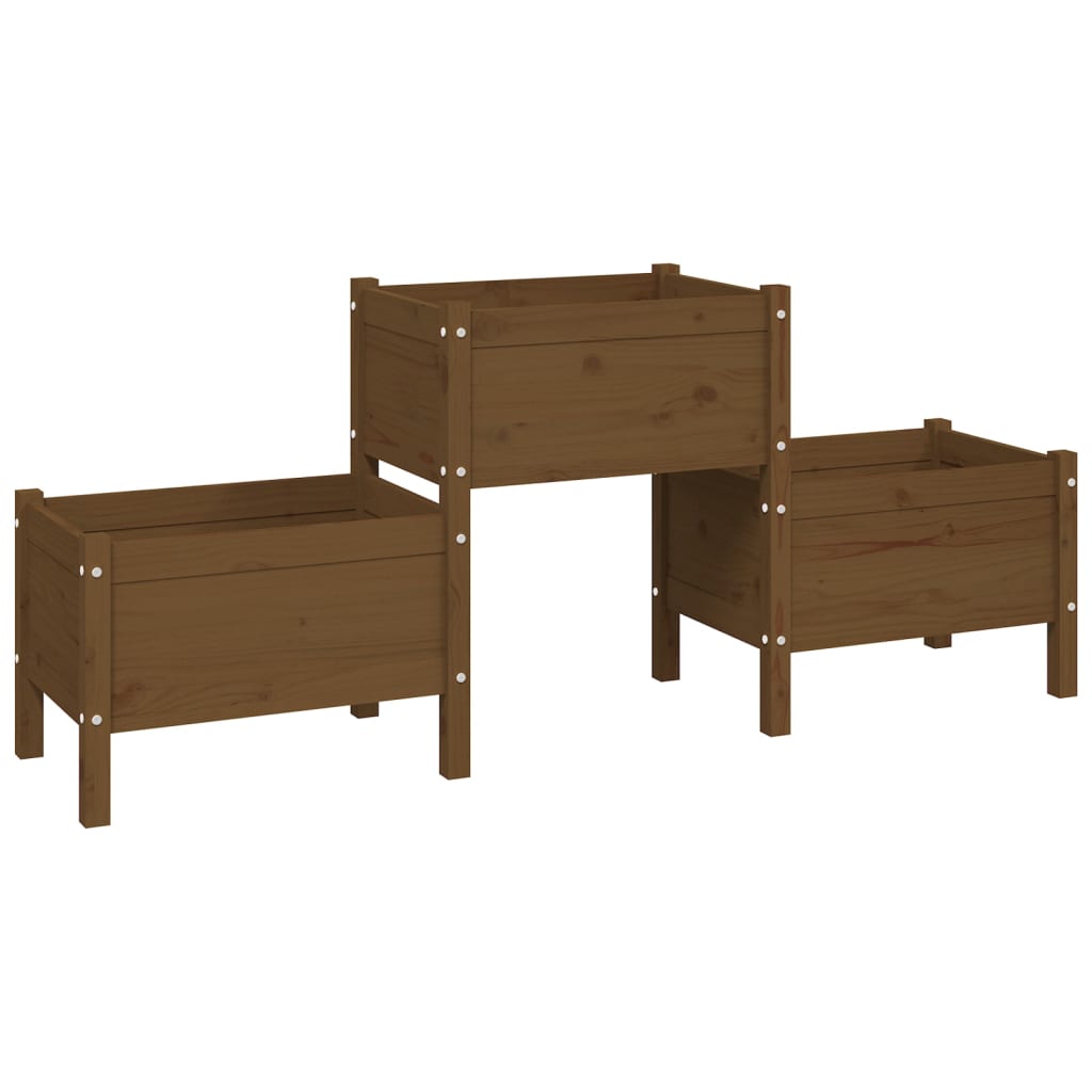 Fioriera Marrone Ambra 178,5x44x75 cm in Legno Massello di Pino