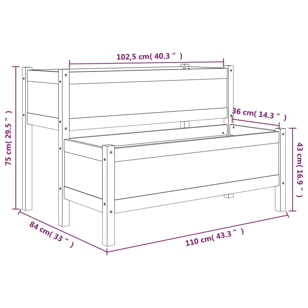 Fioriera Marrone Ambra 110x84x75 cm in Legno Massello di Pino