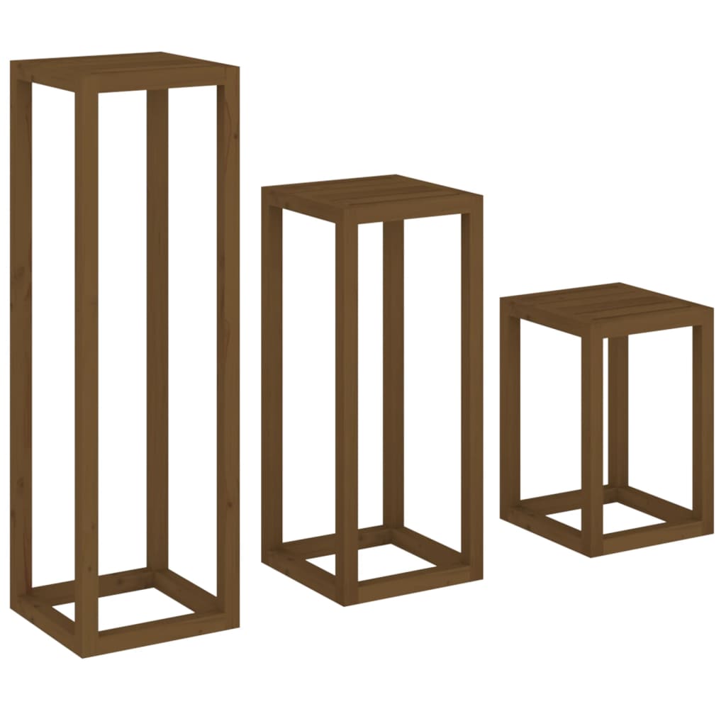 Set Supporti per Piante 3 pz Ambra in Legno Massello di Pino