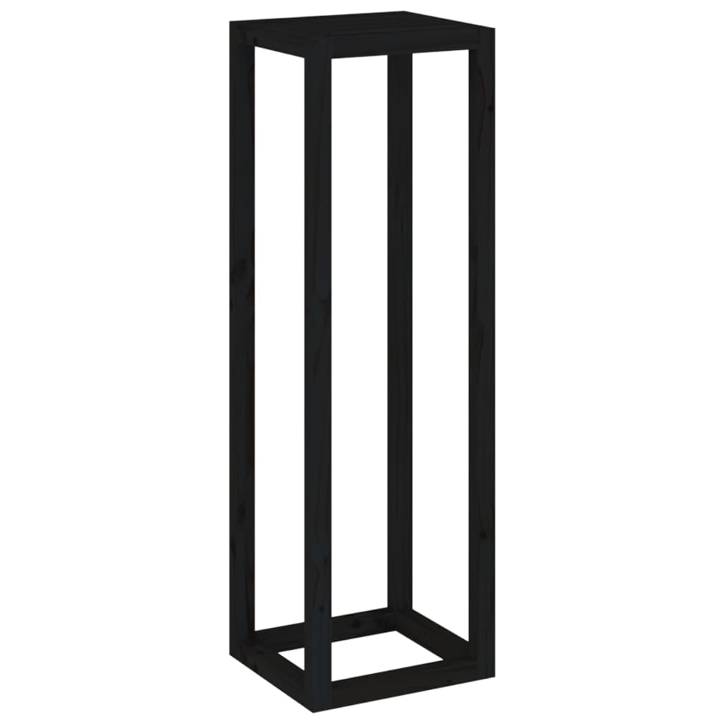 Set Supporti per Piante 3 pz Nero in Legno Massello di Pino