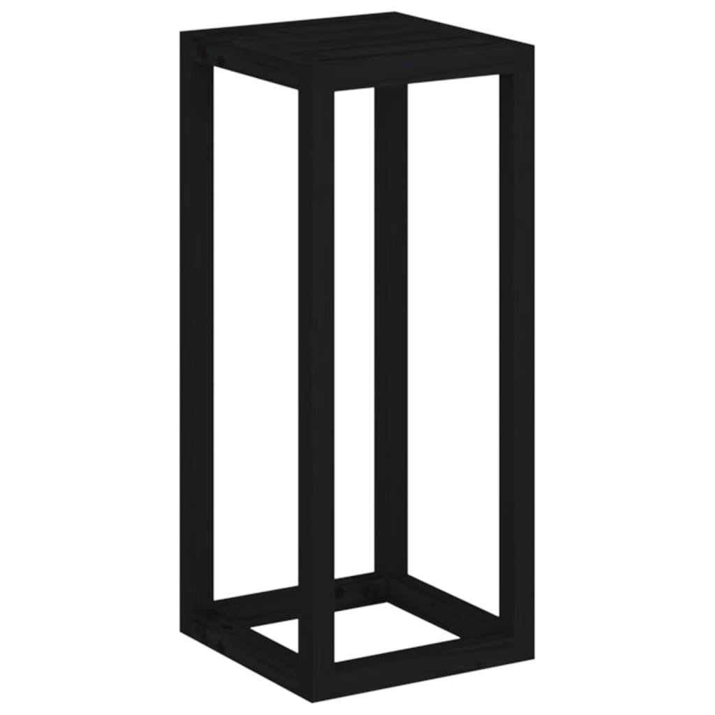 Set Supporti per Piante 3 pz Nero in Legno Massello di Pino