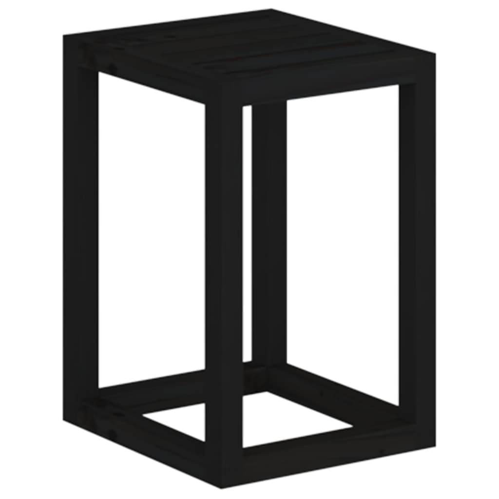 Set Supporti per Piante 3 pz Nero in Legno Massello di Pino