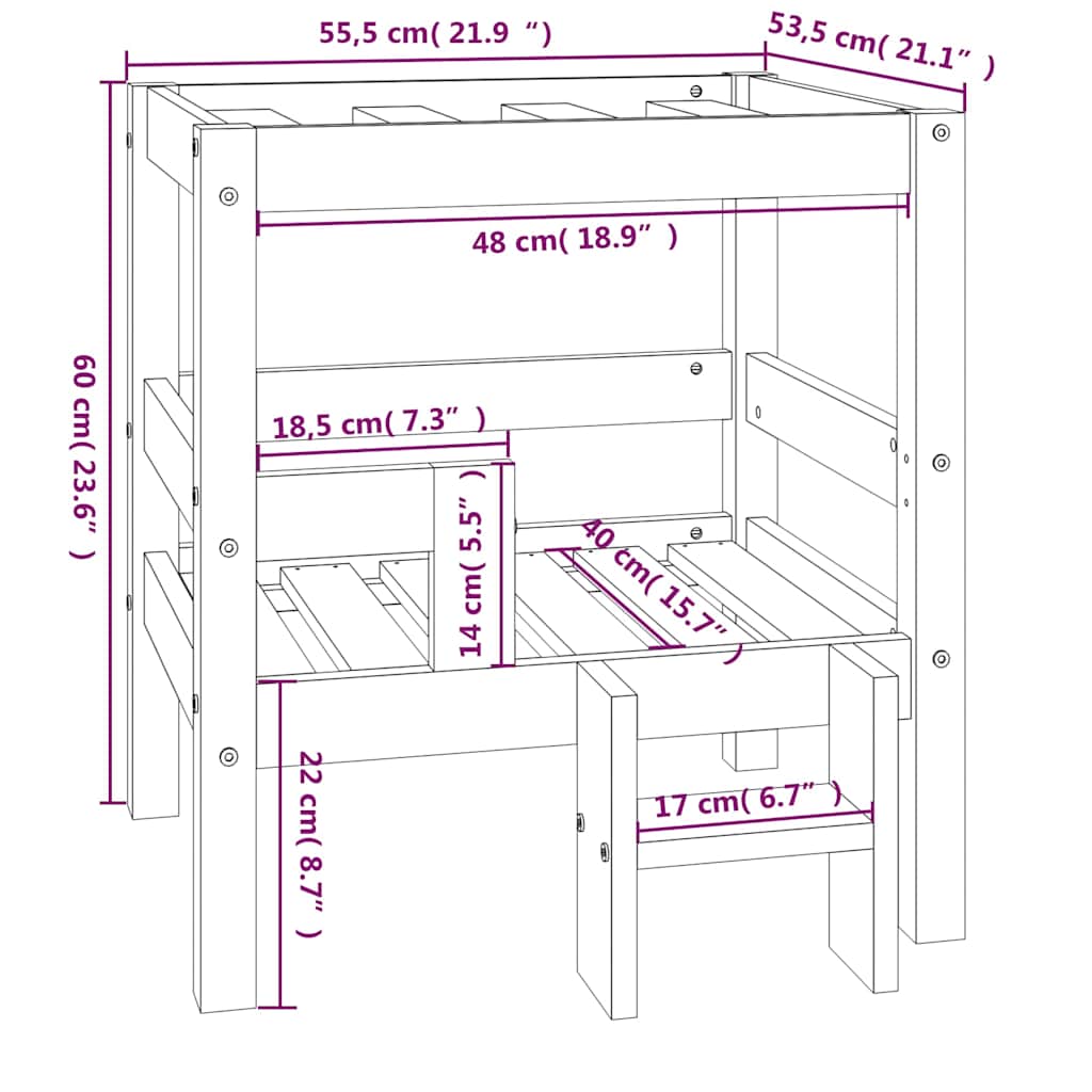 Cuccia per Cani 55,5x53,5x60 cm in Legno Massello di Pino