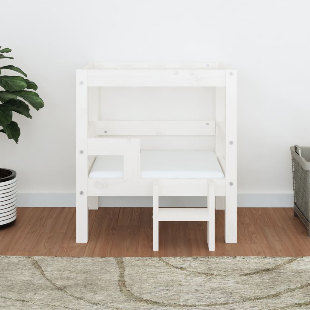 Cuccia per Cani Bianco 55,5x53,5x60cm in Legno Massello di Pino