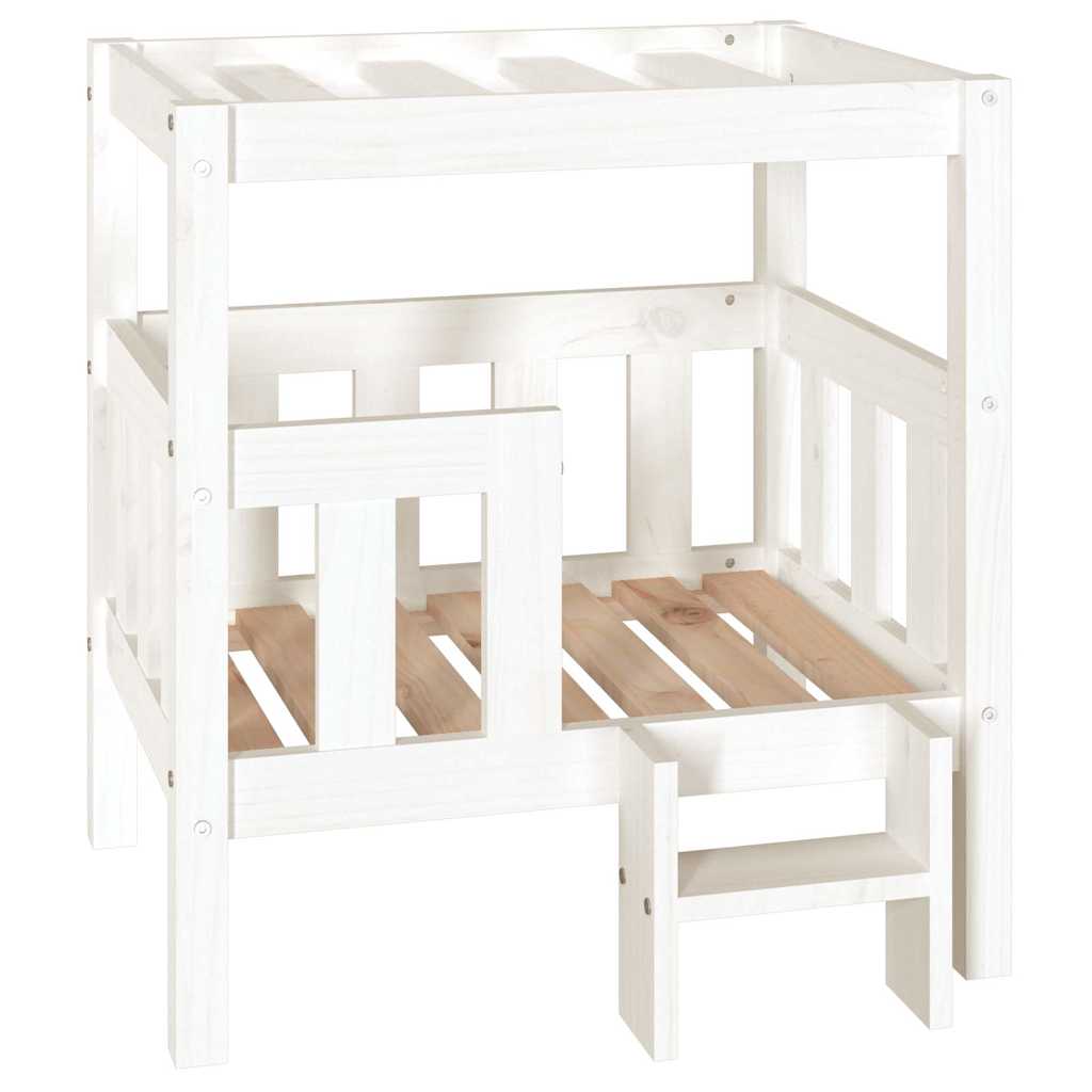 Cuccia per Cani Bianco 65,5x50,5x70 cm in Legno Massello di Pino