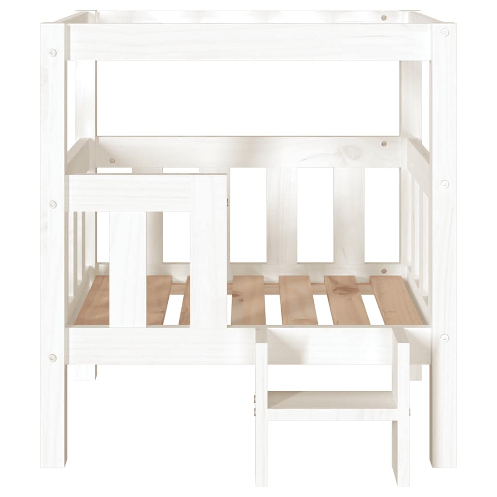 Cuccia per Cani Bianco 65,5x50,5x70 cm in Legno Massello di Pino