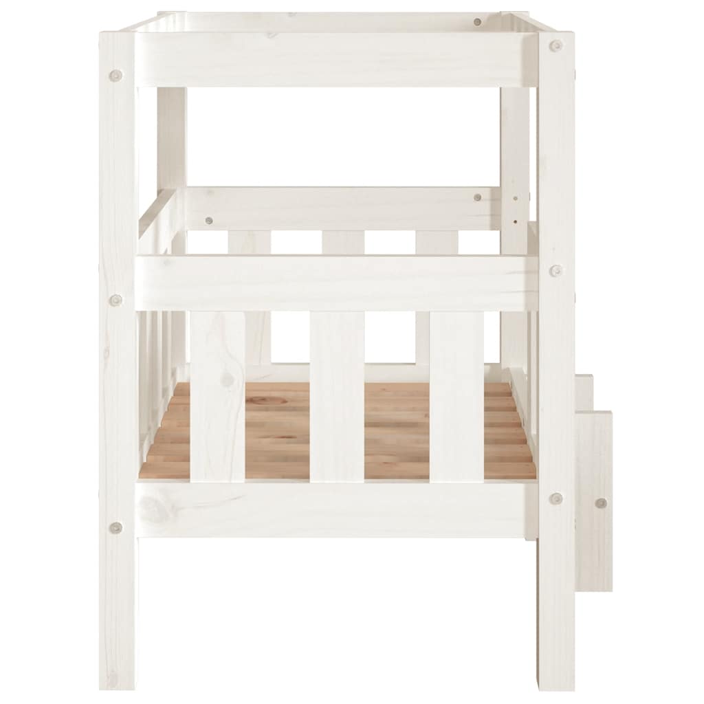 Cuccia per Cani Bianco 65,5x50,5x70 cm in Legno Massello di Pino