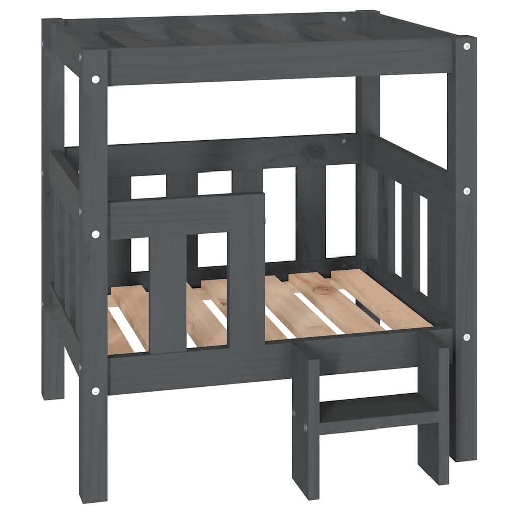 Cuccia per Cani Grigio 65,5x50,5x70 cm in Legno Massello di Pino