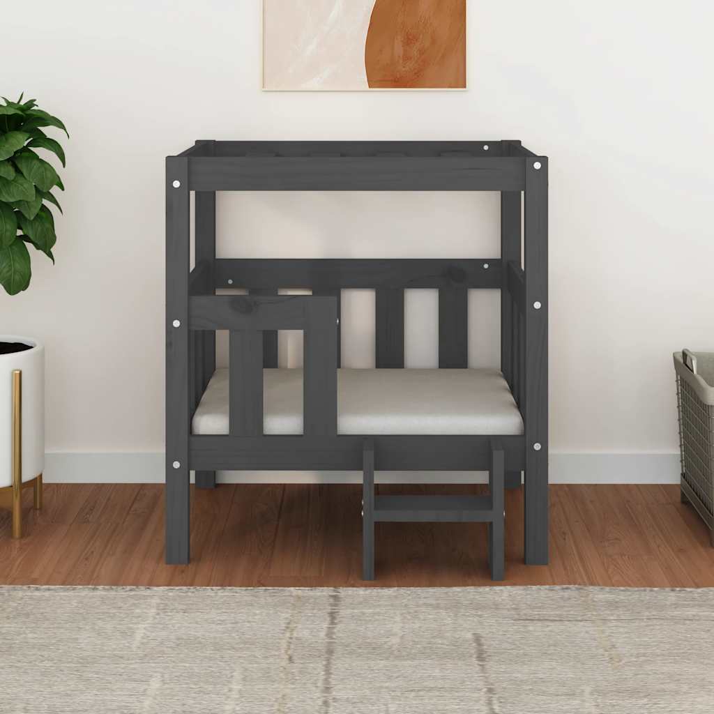 Cuccia per Cani Grigio 65,5x50,5x70 cm in Legno Massello di Pino
