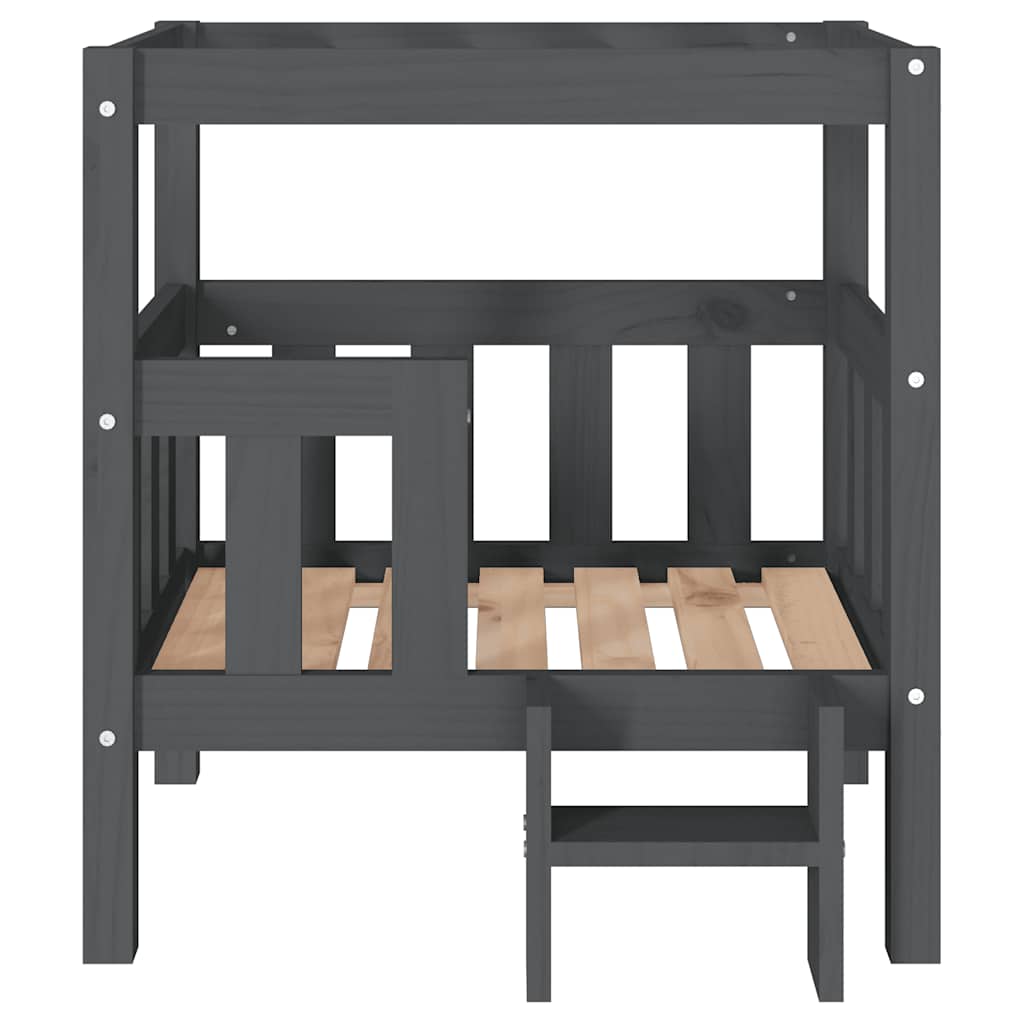Cuccia per Cani Grigio 65,5x50,5x70 cm in Legno Massello di Pino