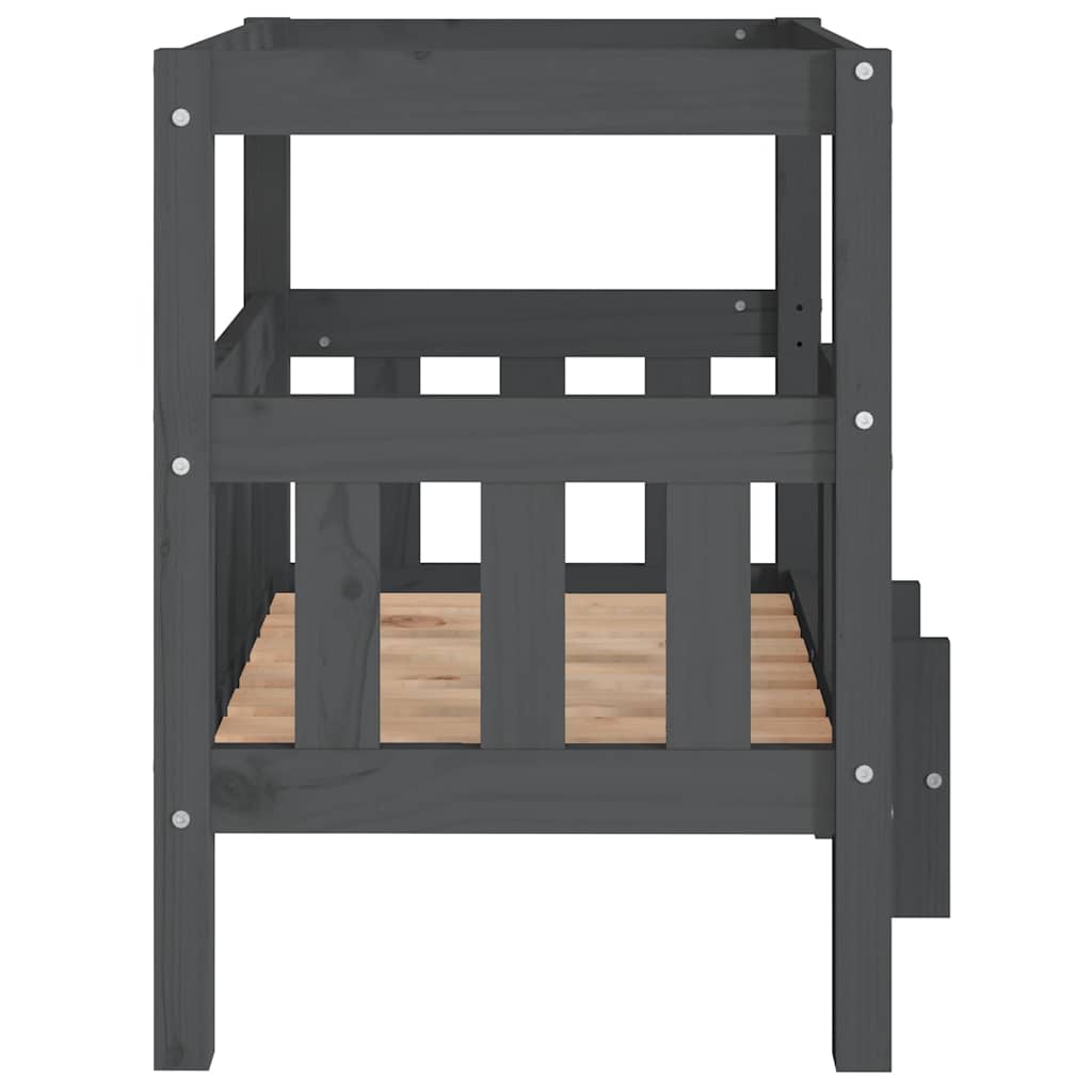 Cuccia per Cani Grigio 65,5x50,5x70 cm in Legno Massello di Pino