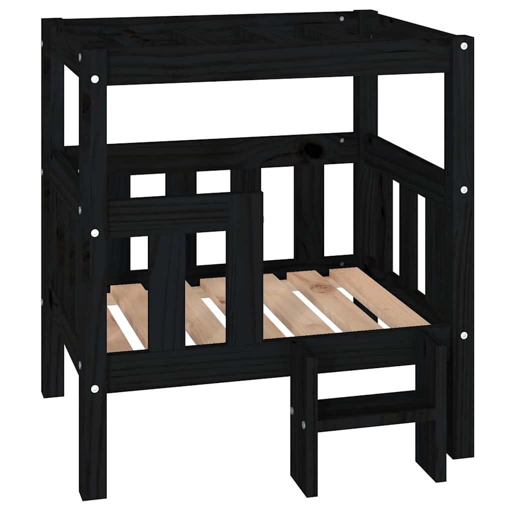 Cuccia per Cani Nera 65,5x50,5x70 cm in Legno Massello di Pino