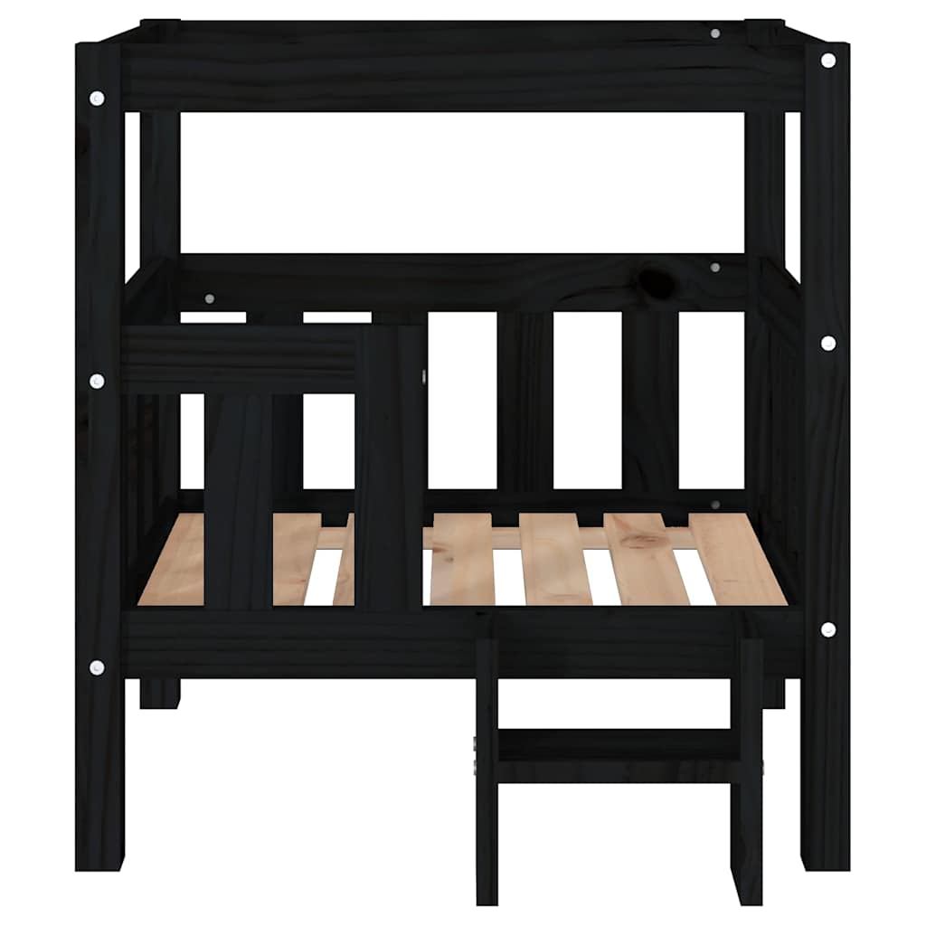 Cuccia per Cani Nera 65,5x50,5x70 cm in Legno Massello di Pino