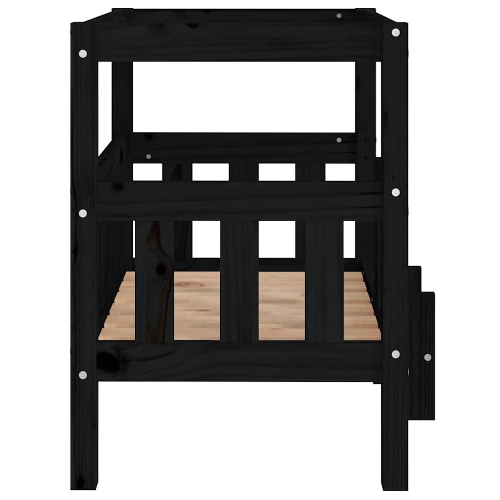 Cuccia per Cani Nera 65,5x50,5x70 cm in Legno Massello di Pino