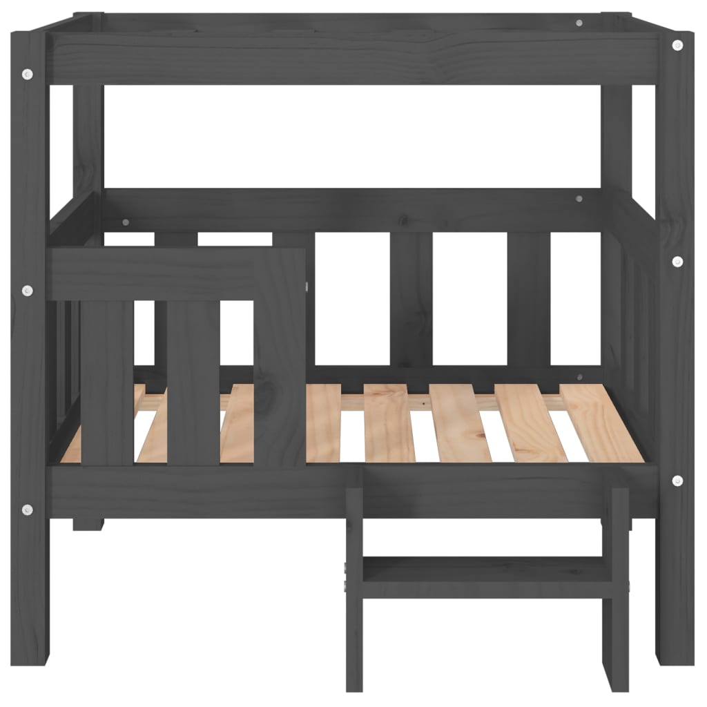 Cuccia per Cani Grigio 75,5x63,5x70cm in Legno Massello di Pino