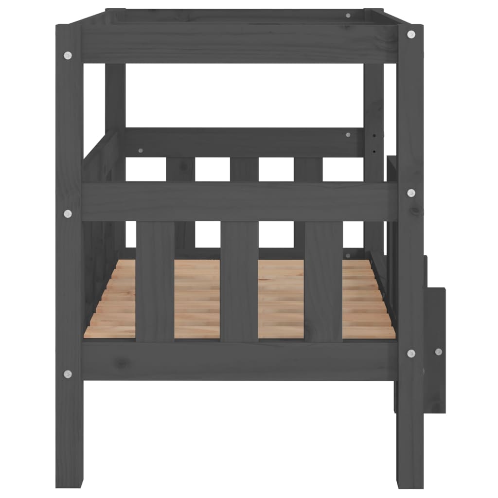 Cuccia per Cani Grigio 75,5x63,5x70cm in Legno Massello di Pino