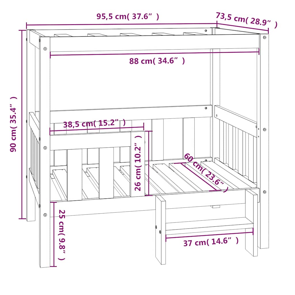 Cuccia per Cani Ambra 95,5x73,5x90 cm in Legno Massello di Pino