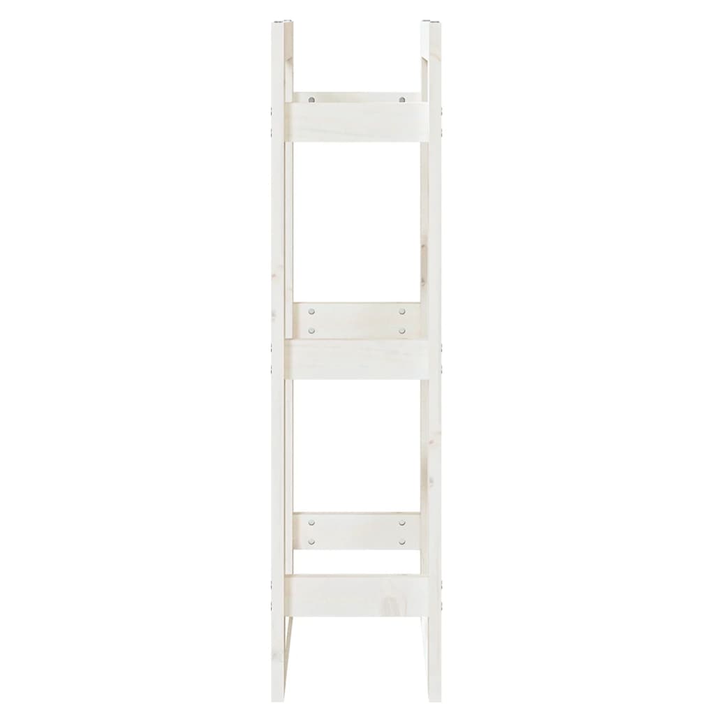 Portalegna Bianco 41x25x100 cm in Legno Massello di Pino