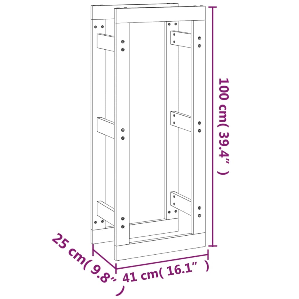 Portalegna Bianco 41x25x100 cm in Legno Massello di Pino