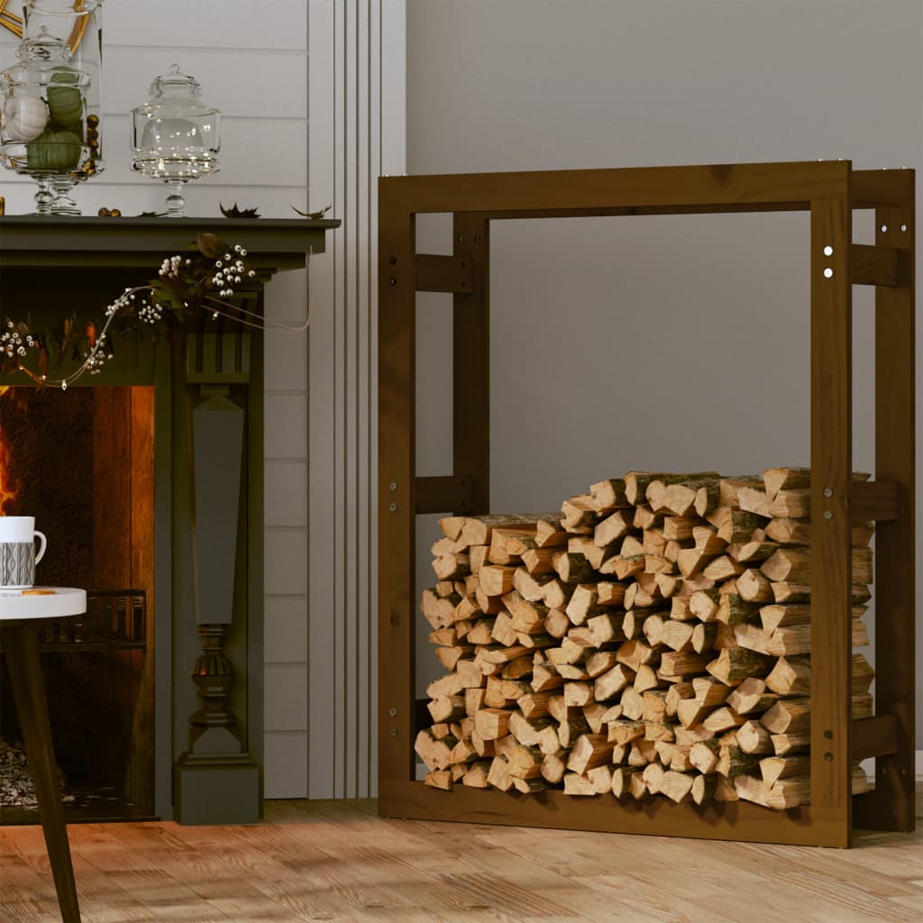   Portalegna Marrone Ambra 80x25x100cm in Legno Massello di Pino