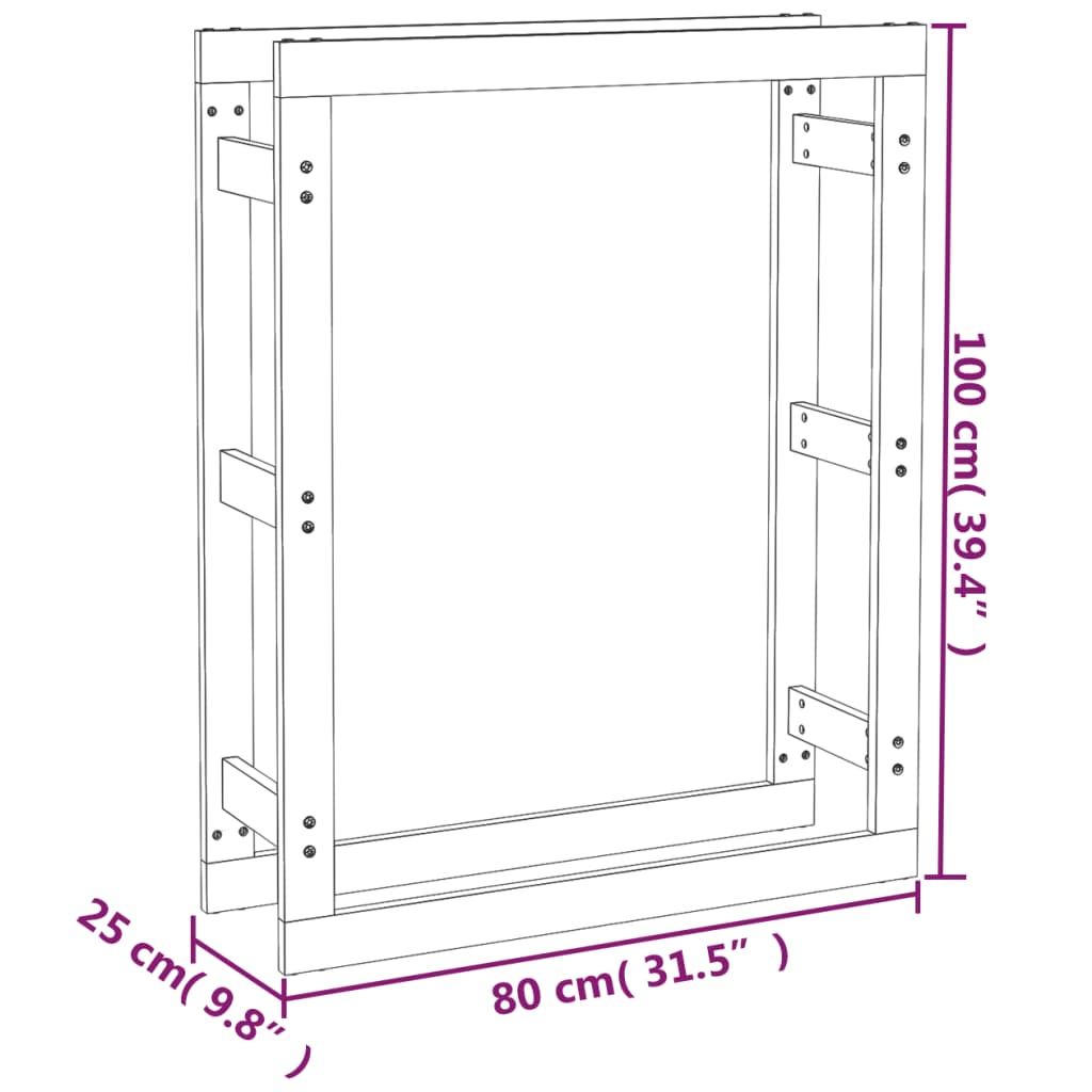   Portalegna Marrone Ambra 80x25x100cm in Legno Massello di Pino