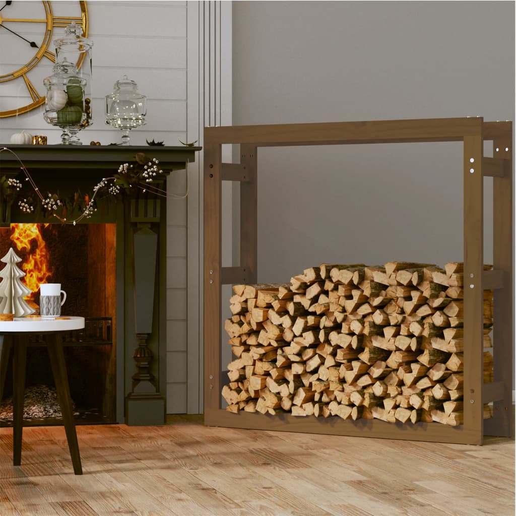   Portalegna Marrone Ambra 100x25x100cm Legno Massello di Pino