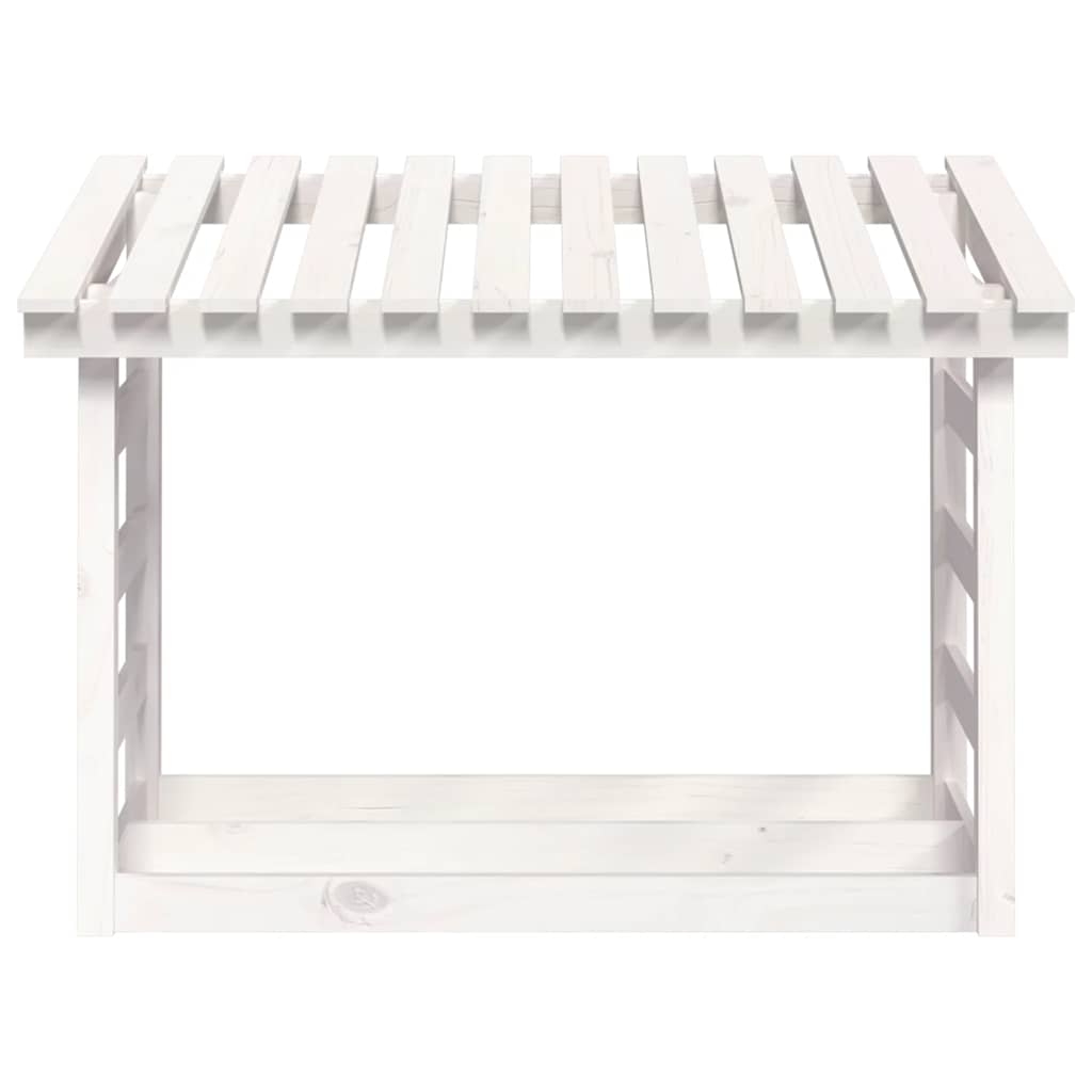 Portalegna Bianco 108x64,5x78 cm in Legno Massello di Pino
