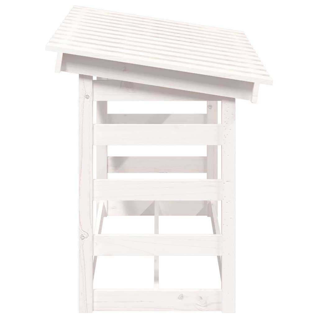 Portalegna Bianco 108x64,5x78 cm in Legno Massello di Pino
