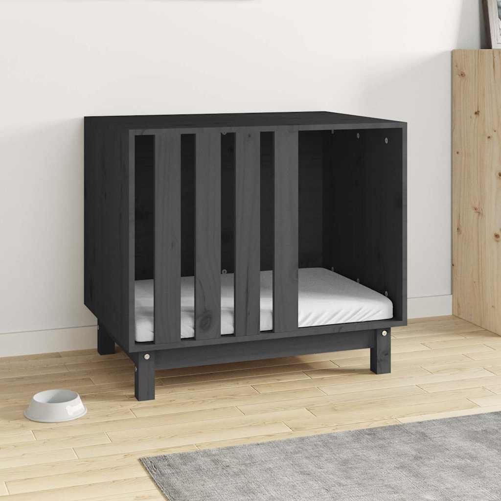 Casetta per Cani grigio 70x50x62 cm in Legno Massello di Pino