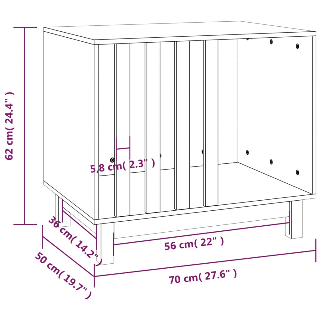 Casetta per Cani grigio 70x50x62 cm in Legno Massello di Pino