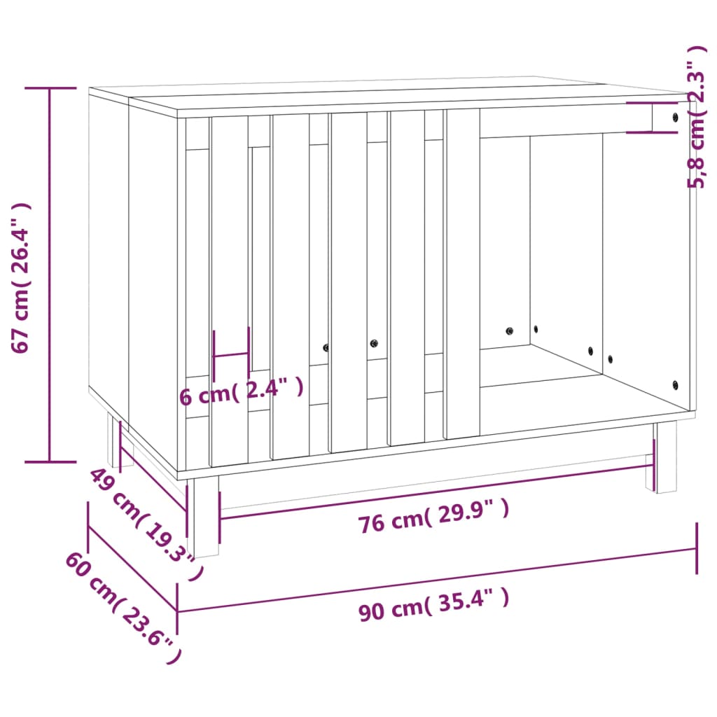 Casetta per Cani Ambra 90x60x67 cm in Legno Massello di Pino