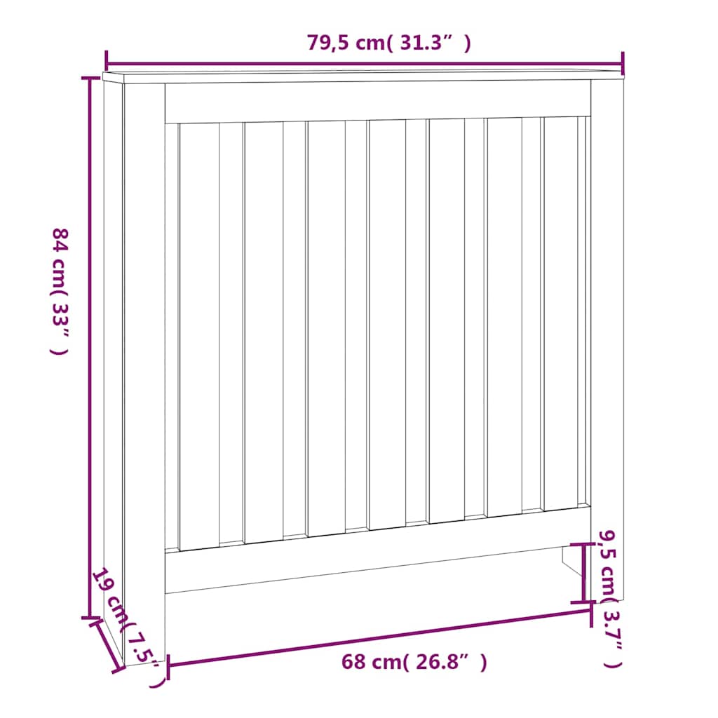 Copertura Termosifone Bianca 79,5x19x84 cm Legno Massello Pino