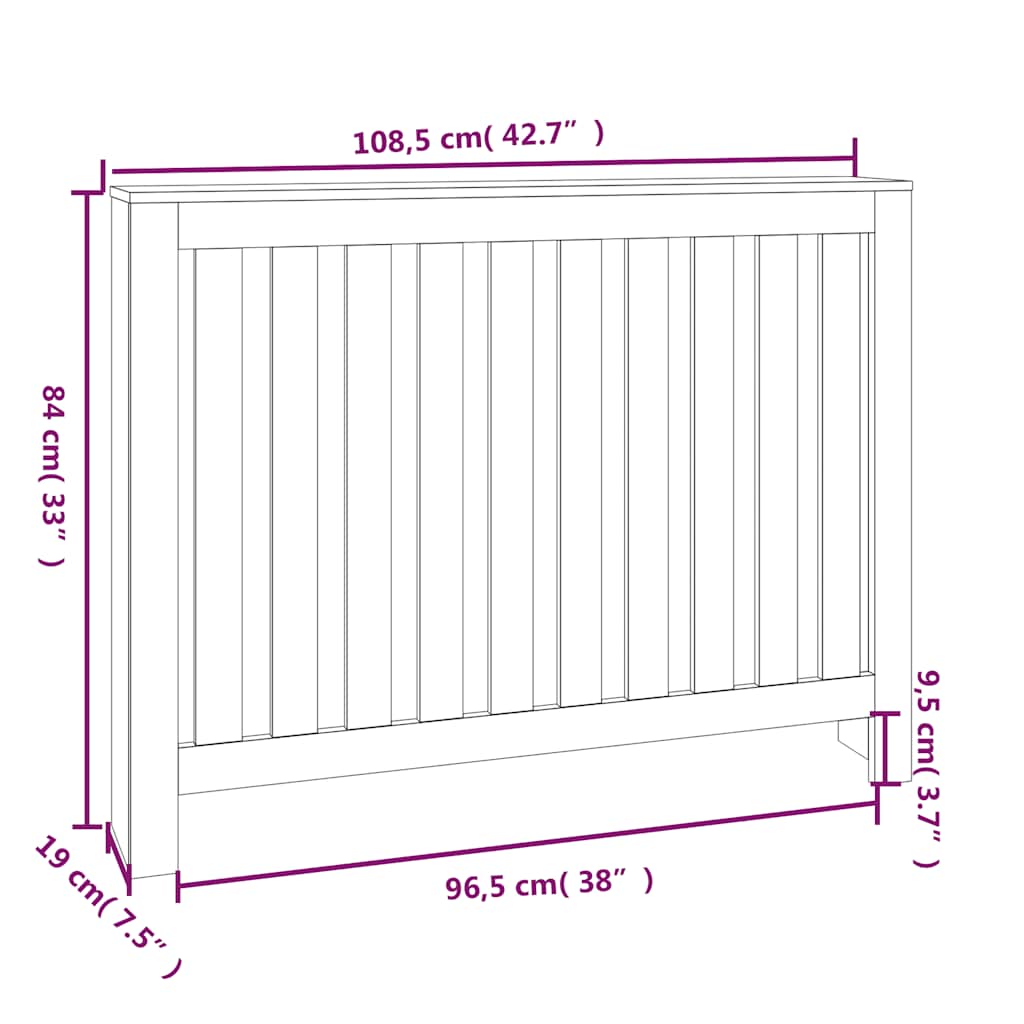Copertura Termosifone Bianca 108,5x19x84 cm Legno Massello Pino