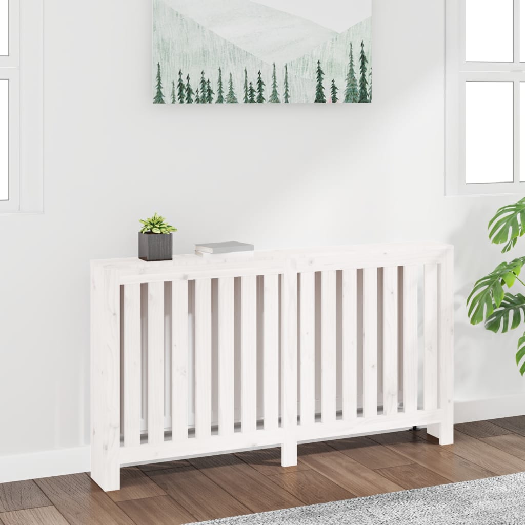 Copertura Termosifone Bianca 153x19x84 cm Legno Massello Pino
