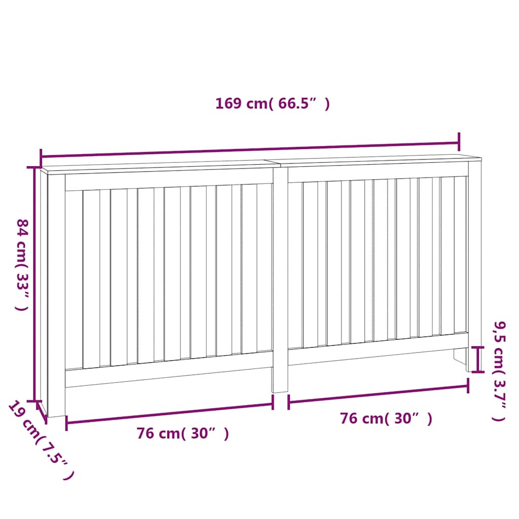 Copertura Termosifone 169x19x84 cm in Legno Massello di Pino