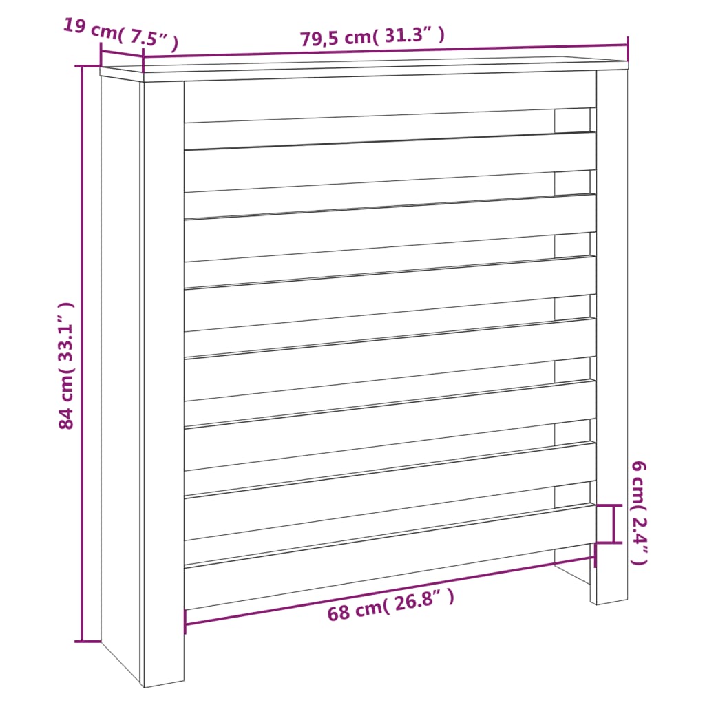 Copertura Termosifone Bianca 79,5x19x84 cm Legno Massello Pino