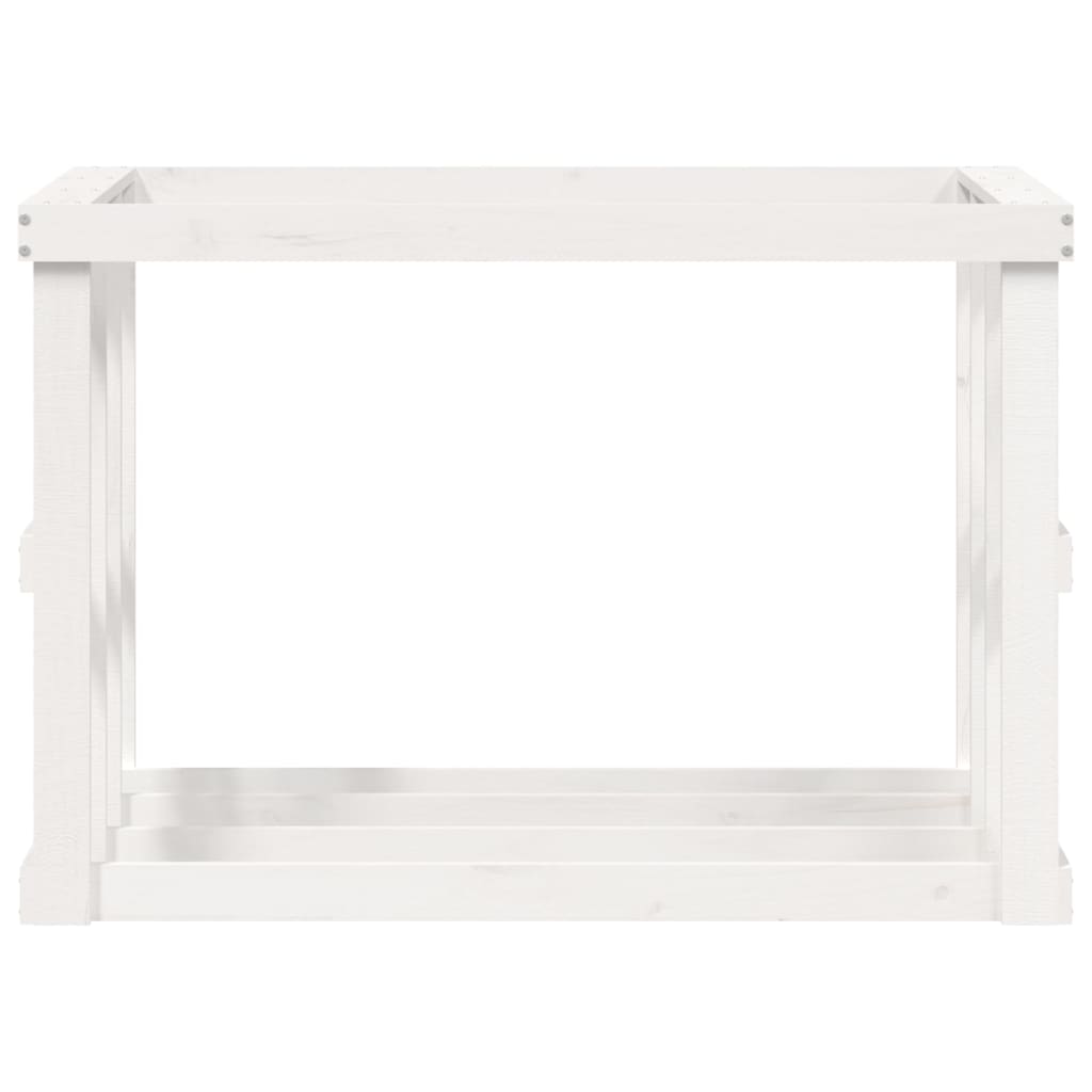 Portaceppi da Esterno Bianco 108x52x74 cm Legno Massello Pino